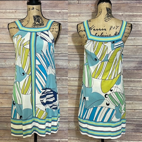 BCBGMaxazria Multicolored Sleeveless Abstract Print Dress XXS - Picture 2 of 5